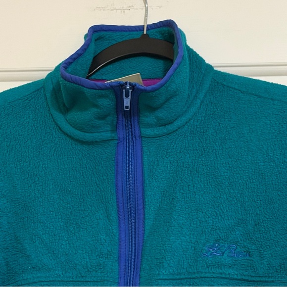 Vintage LL Bean Womens Teal Aqua Full Zip Fleece Jacket Small Medium S M - Picture 4 of 12